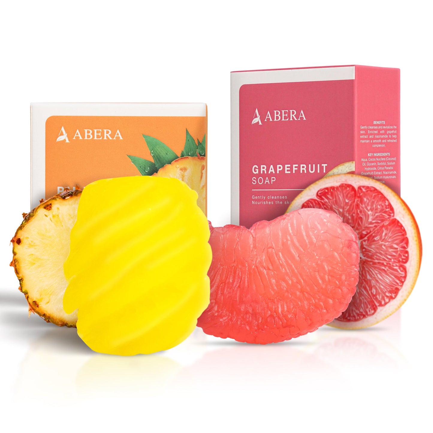 Abera Grapefruit Natural Bar Soap | 2-Pack Fruit-Shaped Body Soap with Citrus Extract