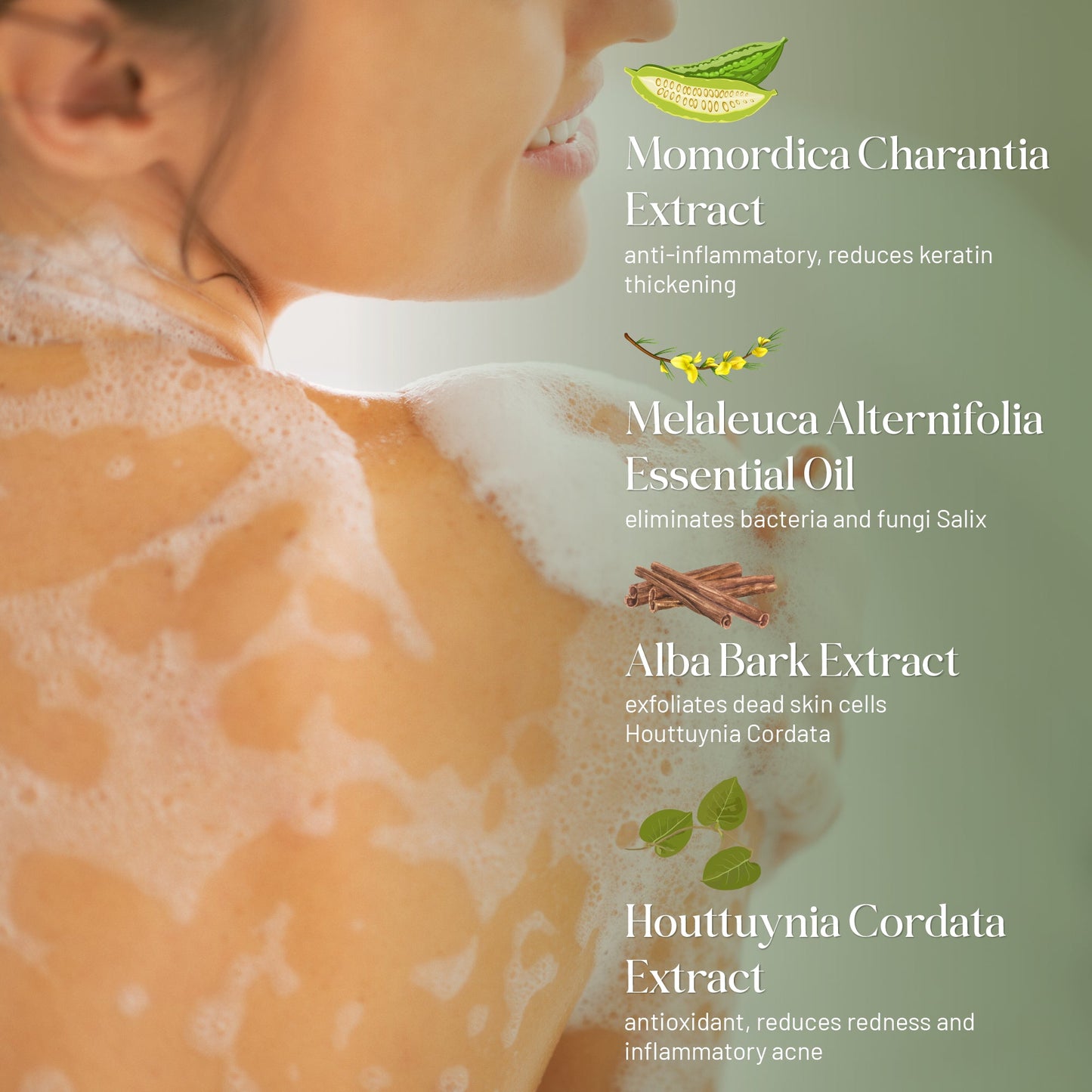 ABERA Folliculitis, BHA Shower Gel, High-Performance Folliculitis Body Wash, Wild Bitter Melon Extract