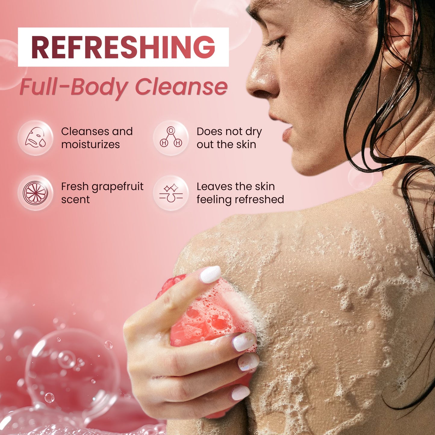 Abera Grapefruit Natural Bar Soap | 2-Pack Fruit-Shaped Body Soap with Citrus Extract