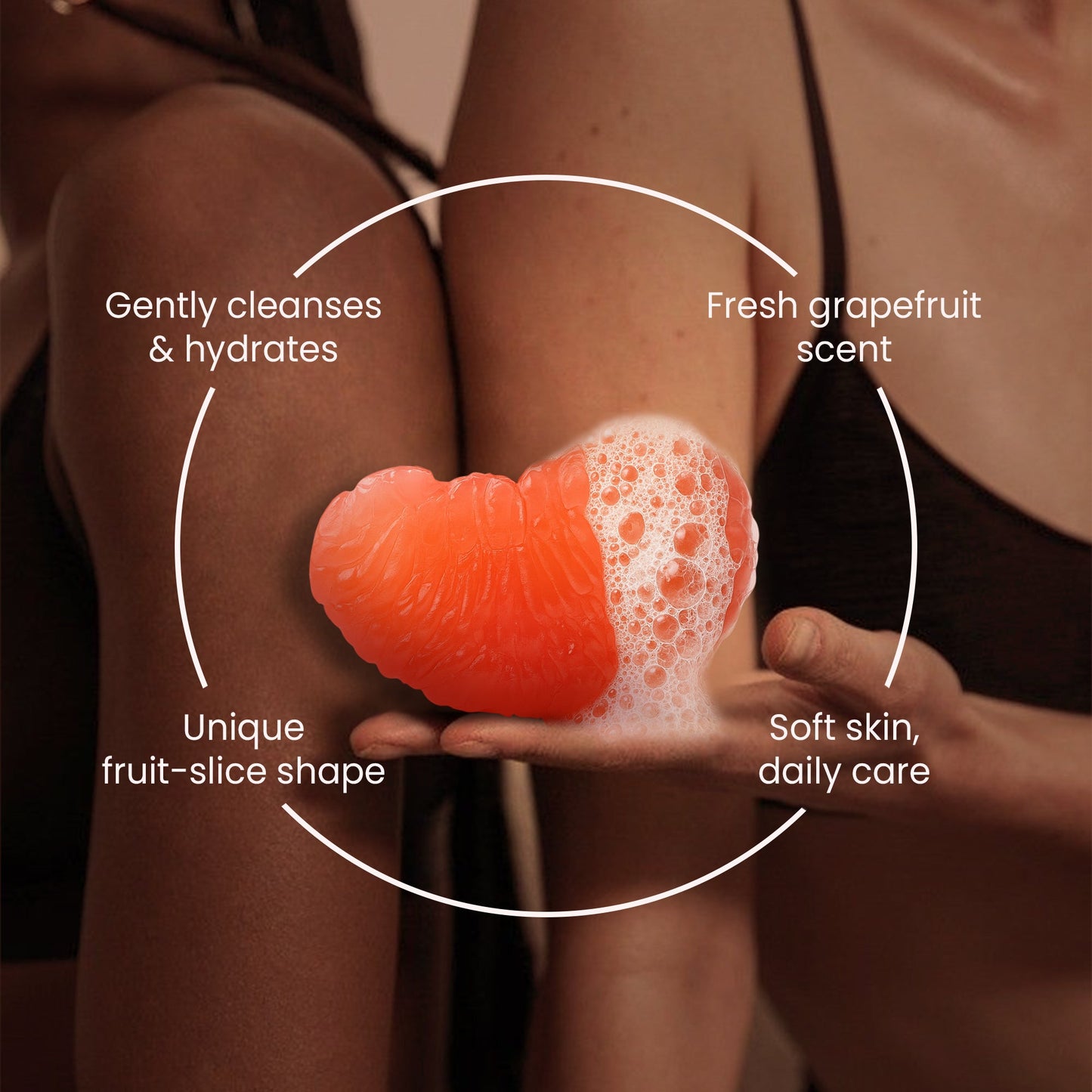 Abera Grapefruit Natural Bar Soap | 2-Pack Fruit-Shaped Body Soap with Citrus Extract