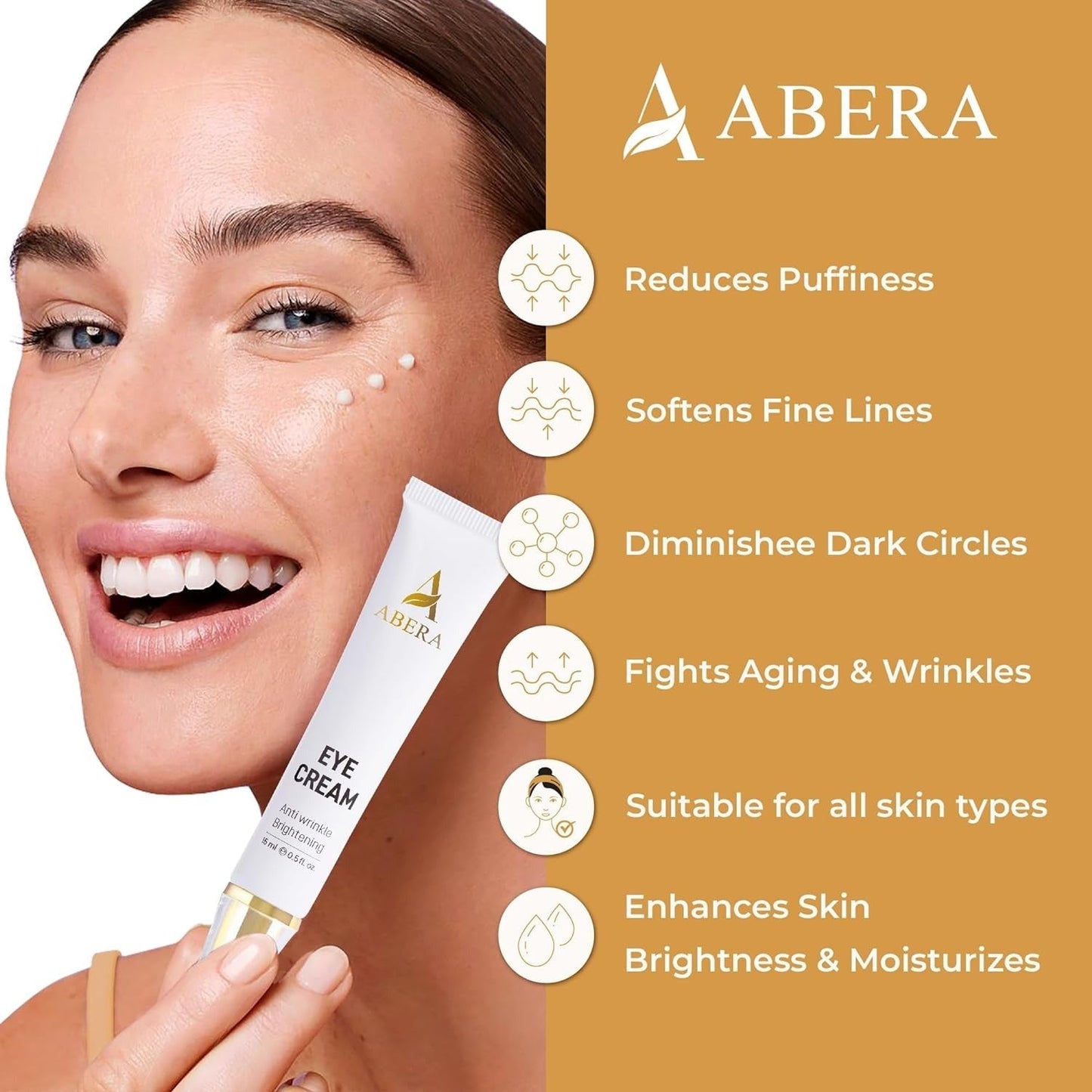Abera Natural Repair Eye Cream | Reduce Dark Circles, Puffiness, Wrinkles & Fine Lines