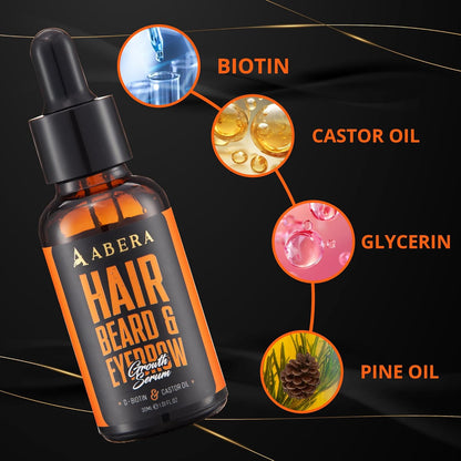 Abera Hair Growth Serum | Natural Regrowth with Biotin & Castor Oil for Hair Loss