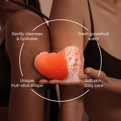 Abera Grapefruit Natural Bar Soap | 2-Pack Fruit-Shaped Body Soap with Citrus Extract