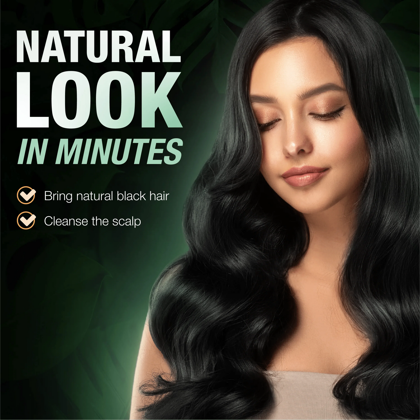Abera Hair Dye Shampoo | One-Wash Black Hair Color for Grey Coverage with Natural Dark Tone